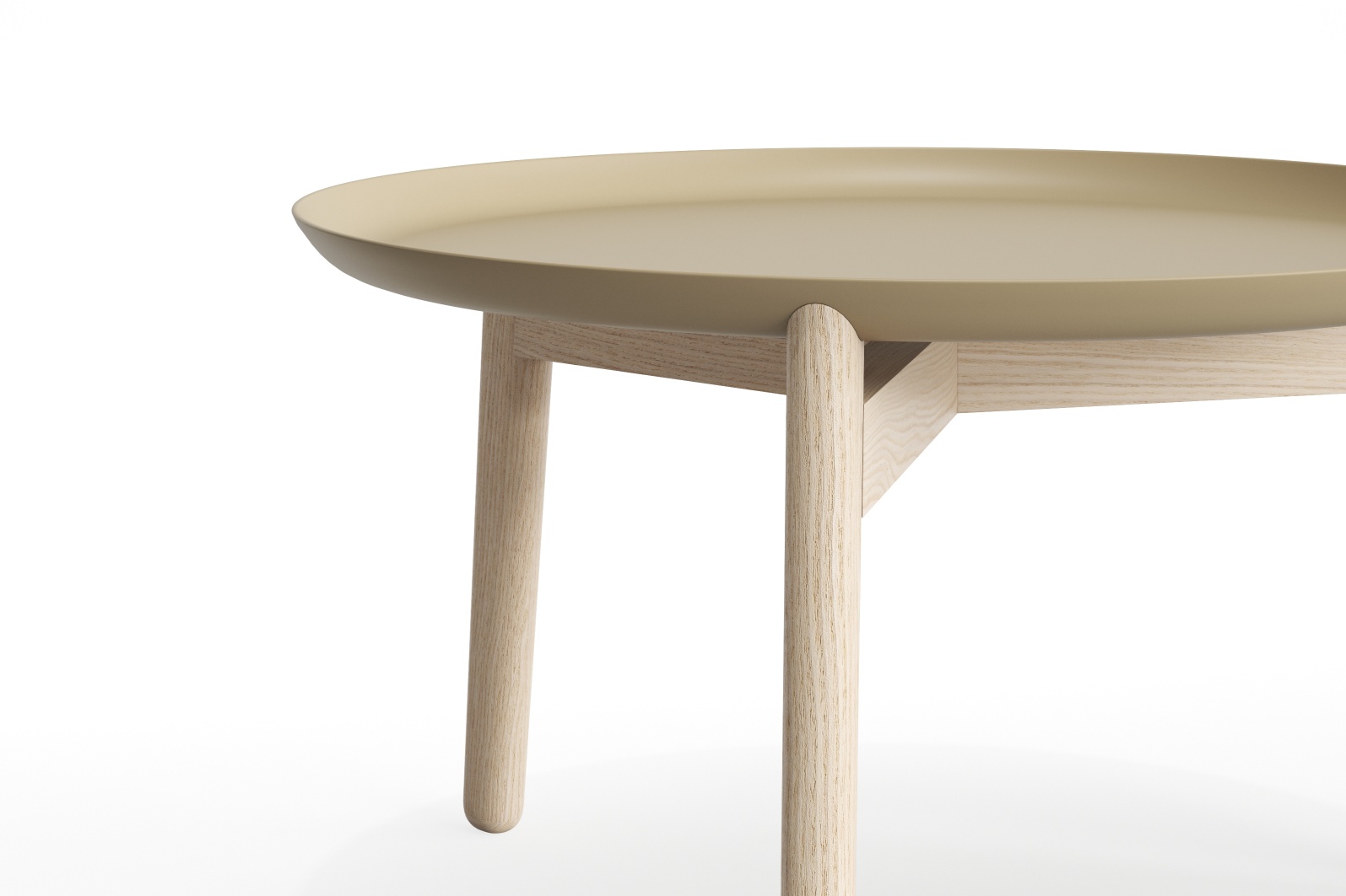Detailaufnahme: Plaisir Beistelltisch mit Aluminium-Tischplatte und Holzbeinen, ideal als kleiner Couchtisch oder Nachttisch.