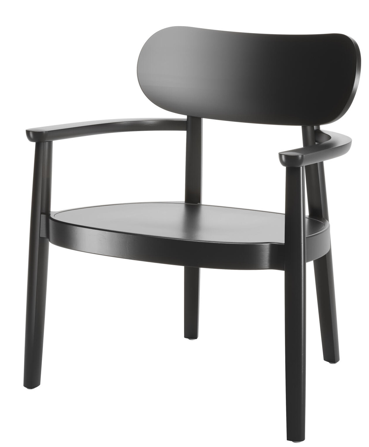 Schwarzer Holzsessel mit Armlehnen, Modell 119 MF Thonet, modernes Design für Wohnzimmer und Esszimmer.