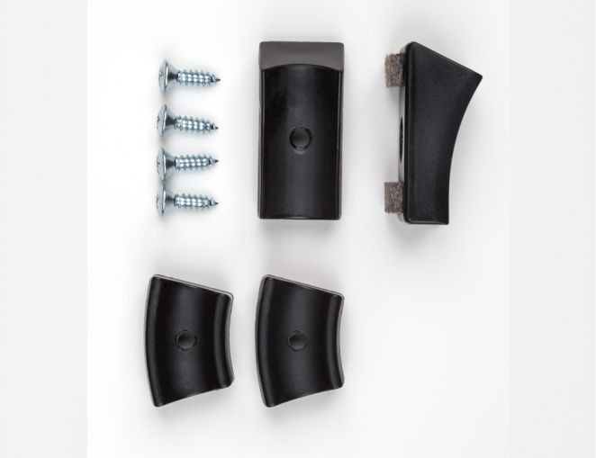Schwarze Kunststoffgleiter mit Filz für Freischwinger Stühle, inklusive Schrauben, für Thonet Stühle.