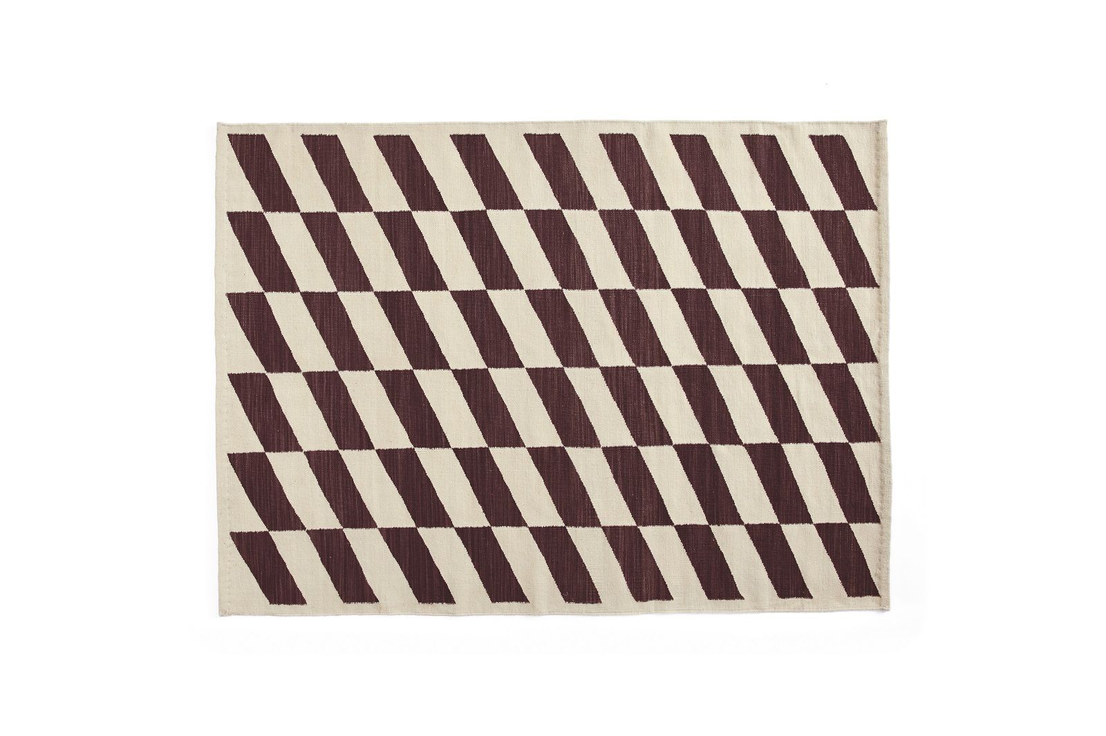 Shift Kelim Teppich von Hay mit geometrischem Muster in Beige und Braun. Moderner Kelim Teppich.