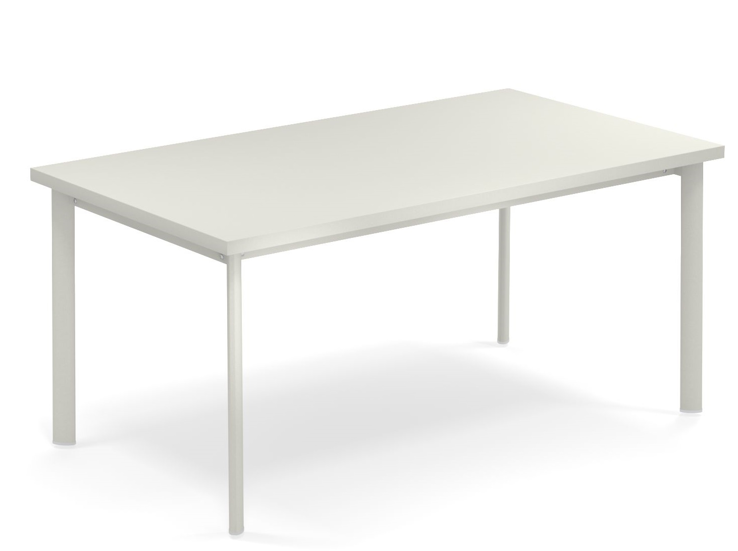 Heller Star Tisch von Emu für den Außenbereich, rechteckig mit minimalistischem Design und Stahlgestell.