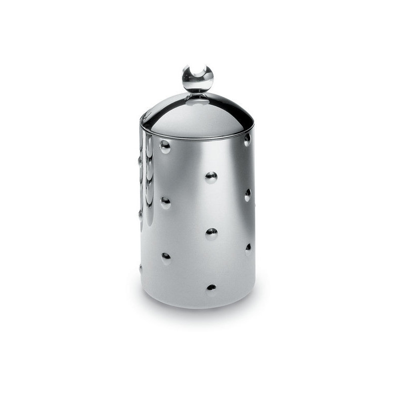 Alessi Kalisto Küchendose aus Edelstahl mit Deckel und Noppen, Vorratsdose für Küche.