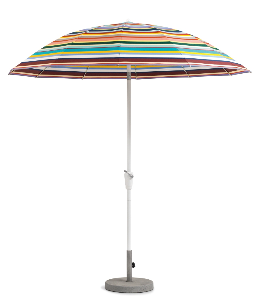 Weishäupl Pagodenschirm mit farbenfrohem Streifenmuster, ideal als Sonnenschirm für Garten und Terrasse.