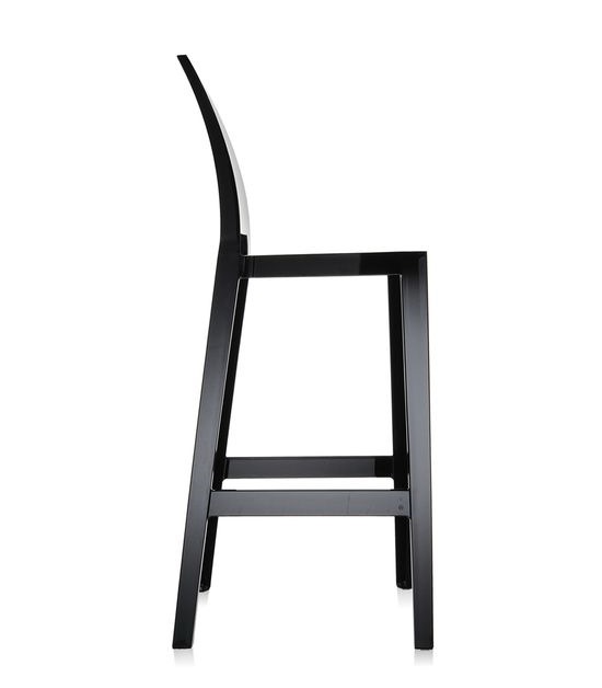 Schwarzer One More Barhocker von Kartell, Seitenansicht, moderner Design Hocker für Küche und Bar.