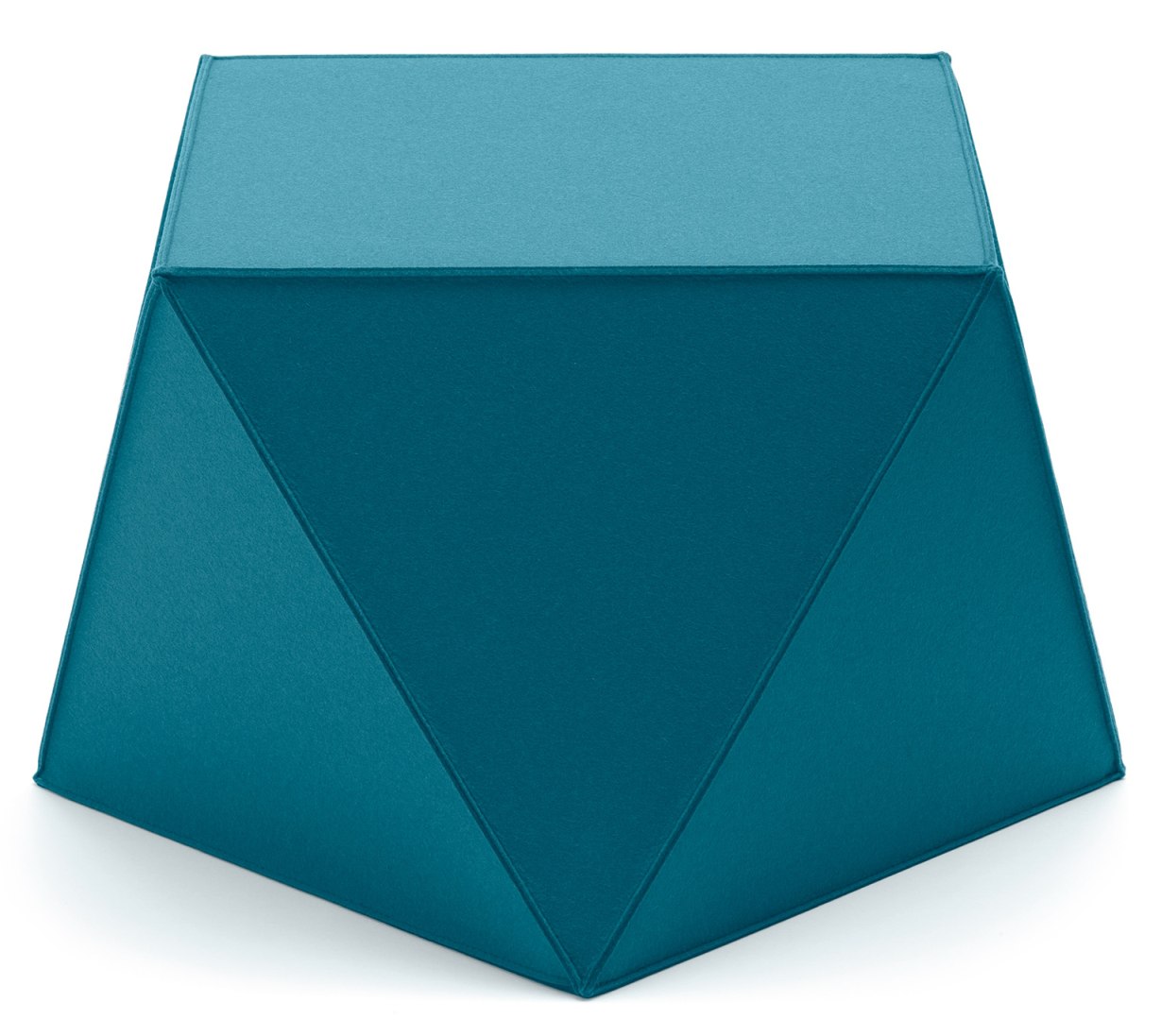 Blauer Diamond Sitzhocker von HEY-SIGN by BWF Group, moderner Filzhocker in geometrischer Form.