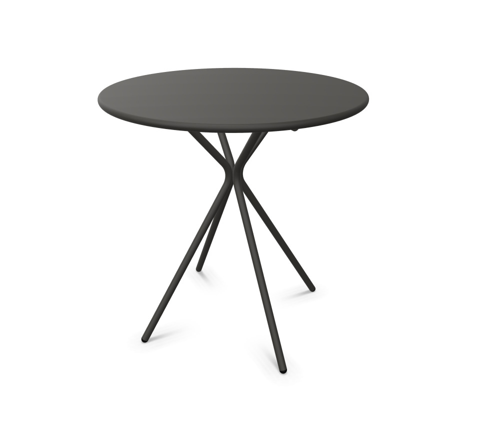 Brunner Crona Bistrotisch: Runder Outdoor-Tisch aus Stahl mit drei Beinen in Anthrazit.