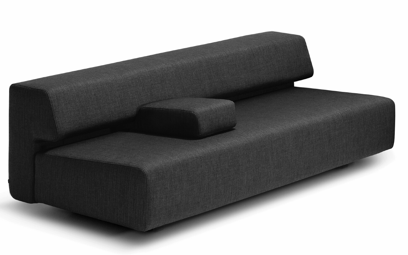 Cosma Schlafsofa Cor in Anthrazit, modernes Sofa mit Schlaffunktion und Armlehne, Stoffbezug.
