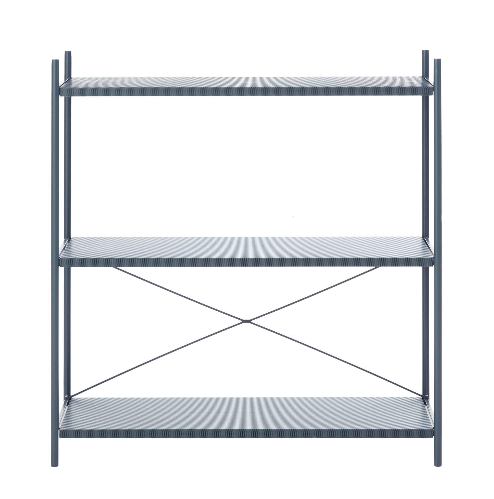 Punctual Shelving System: Graues 1x3 Regal von Ferm Living mit drei Regalböden und Stahlrahmen.
