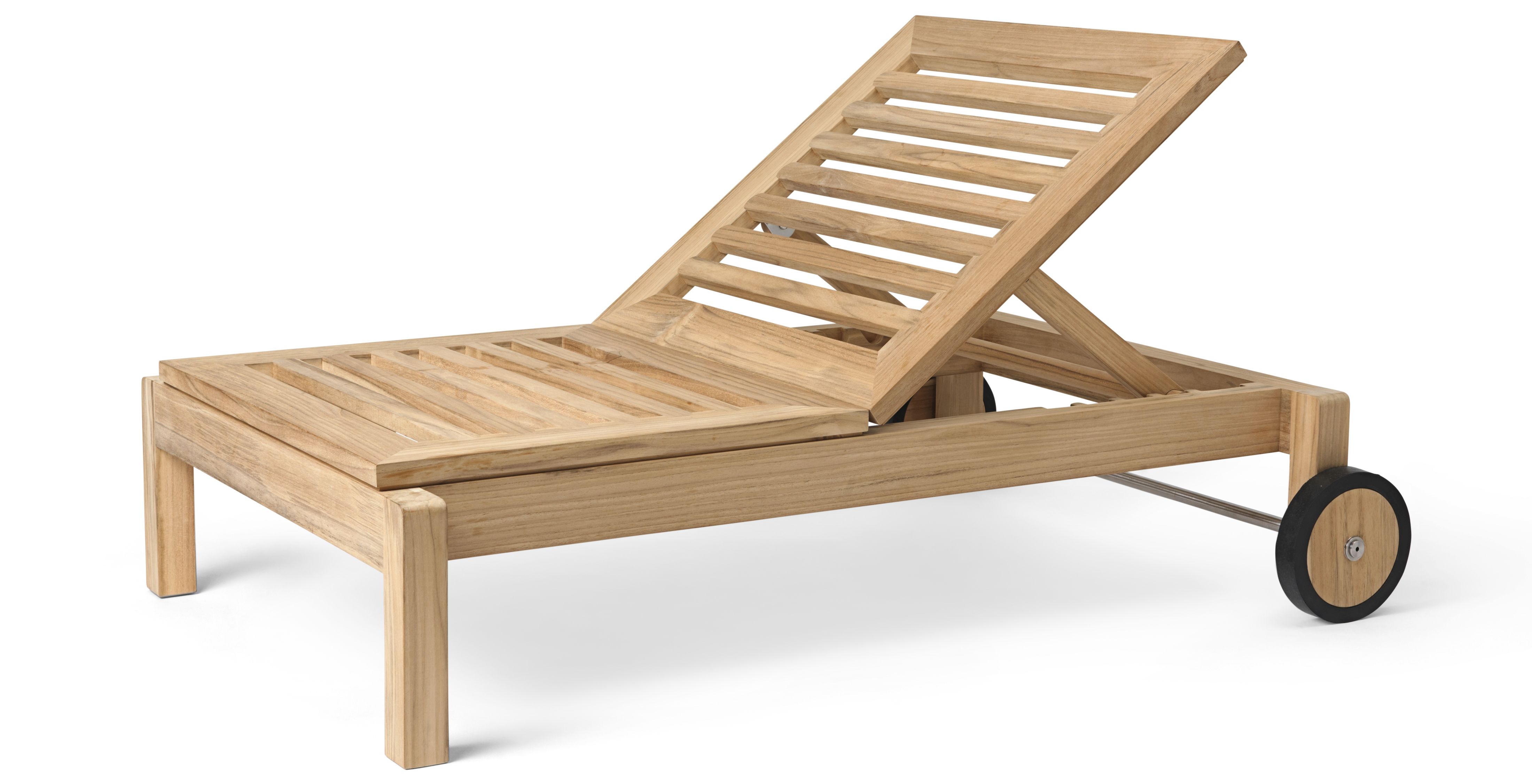 AH604 Teak Gartenliege von Carl Hansen & Søn, Outdoor Liege mit verstellbarer Rückenlehne.