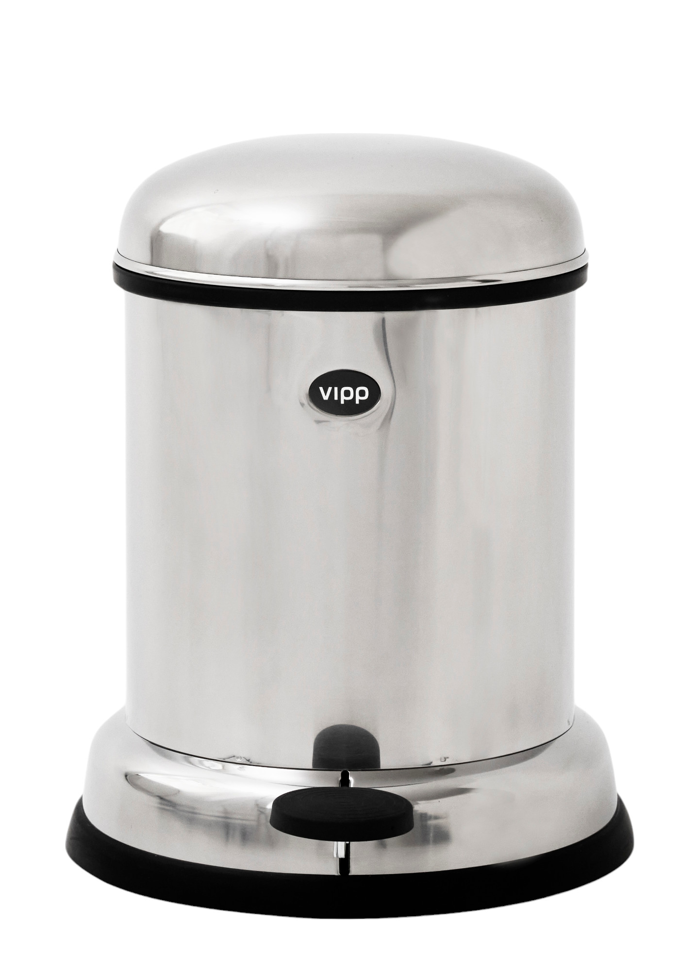 Edelstahl Treteimer von Vipp, 8 Liter Fassungsvermögen, für Bad oder Küche.
