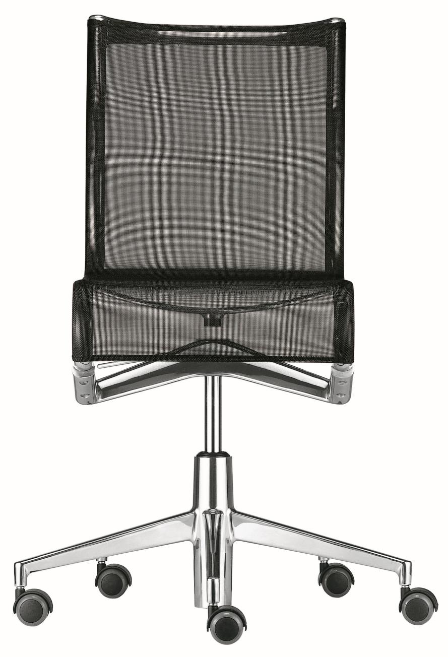 Rollingframe Bürostuhl mit Netzbezug, Chromgestell und Rollen, ergonomischer Drehstuhl für Büro und Homeoffice.