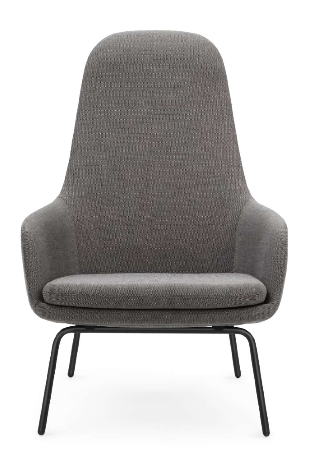 Grauer Era Lounge Chair Sessel von Normann Copenhagen mit hoher Rückenlehne und schwarzem Metallgestell.