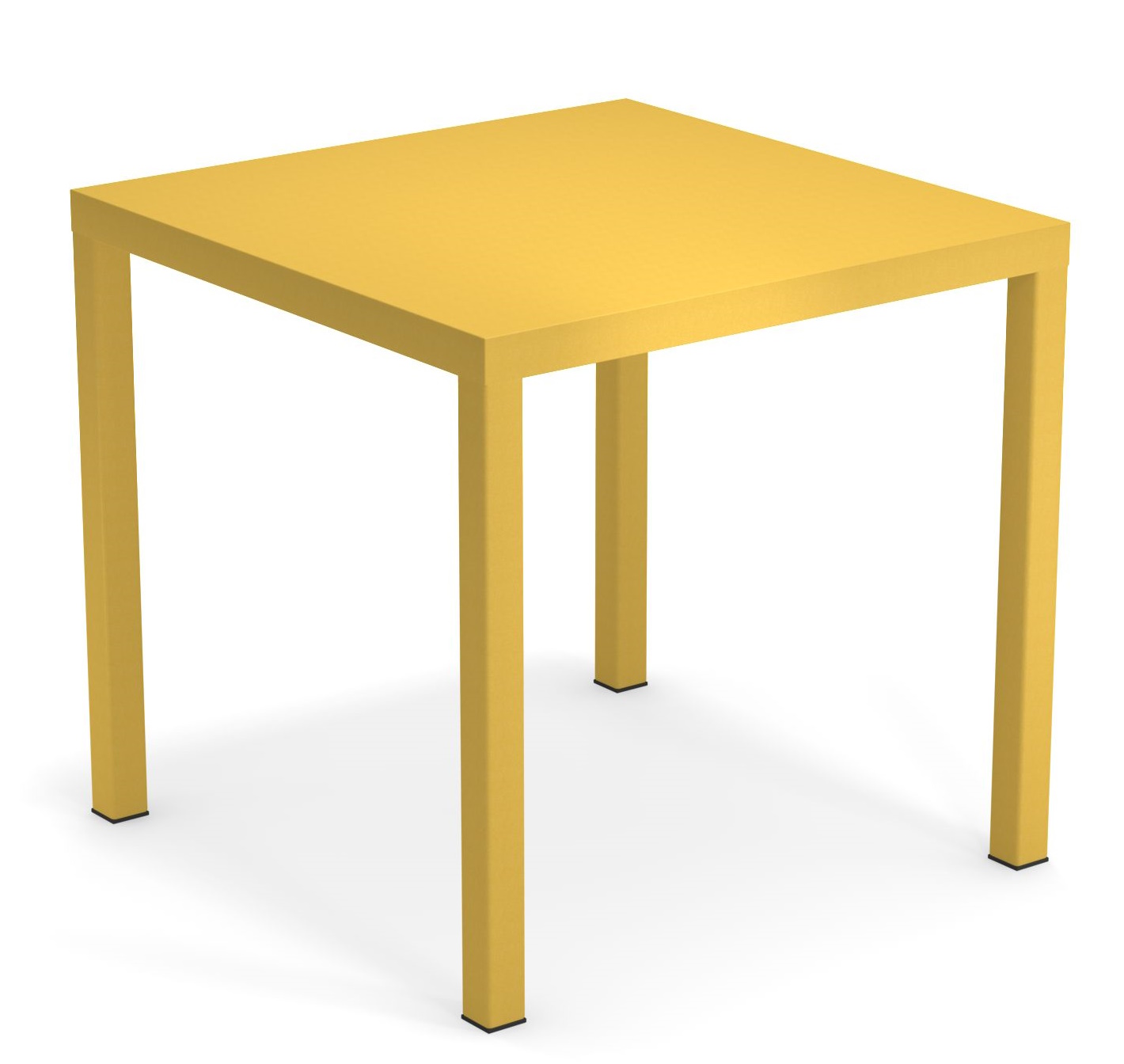 Gelber Nova Tisch quadratisch von Emu für den Außenbereich, moderner Gartentisch aus Metall.