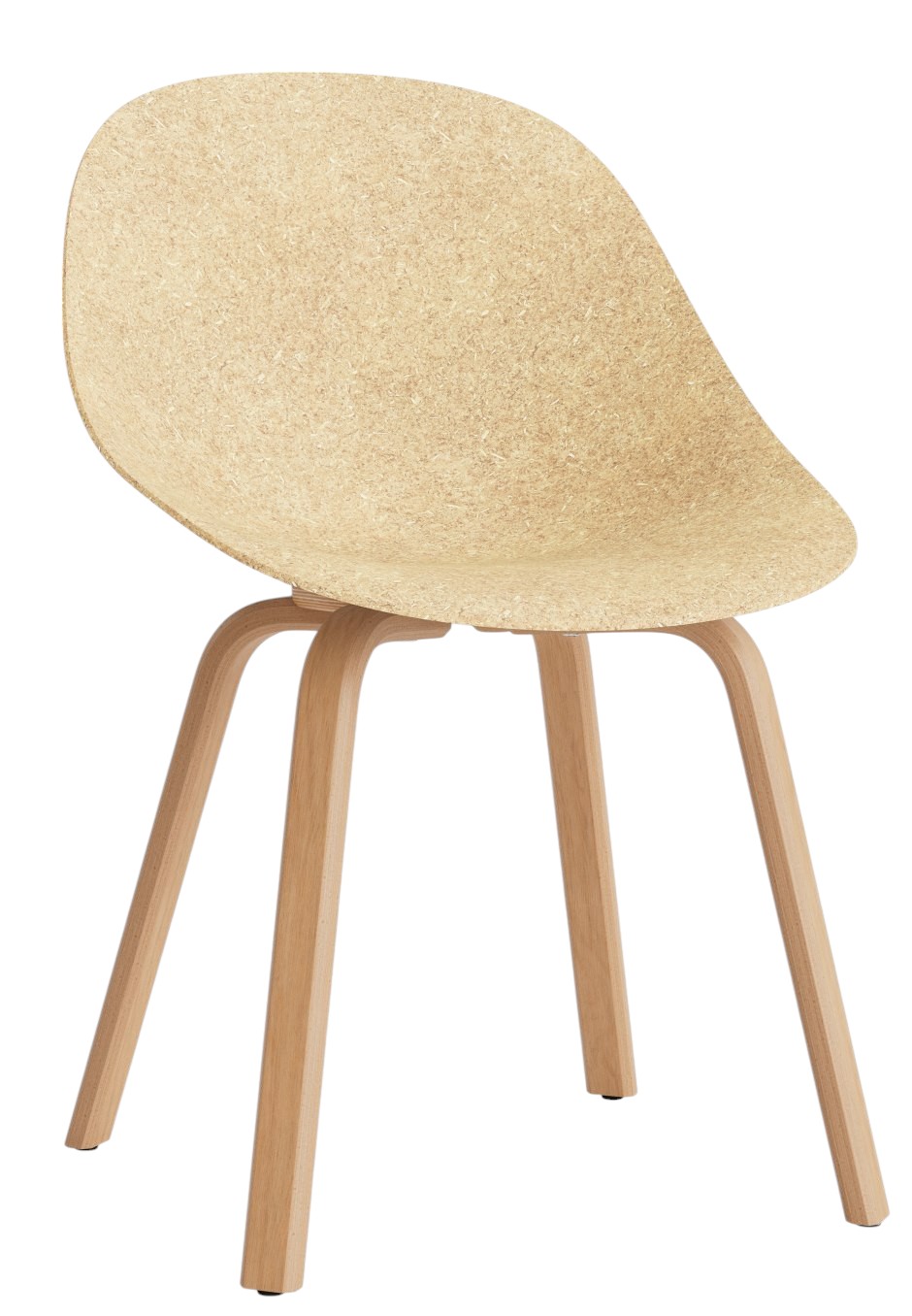 Mat Chair Wood Stuhl von Normann Copenhagen: Holzstuhl mit Sitzschale aus hellem Naturmaterial.