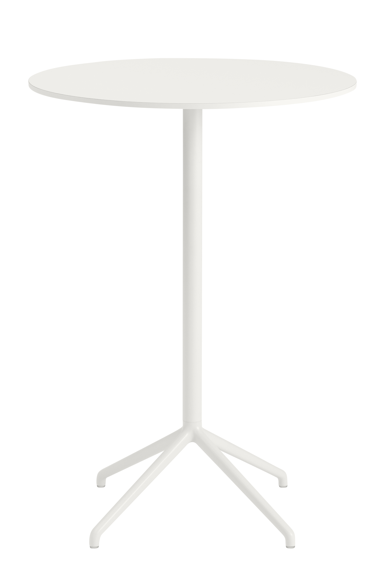 Weißer Still Cafe Table Beistelltisch von Muuto mit runder Tischplatte und filigranem Fußgestell.