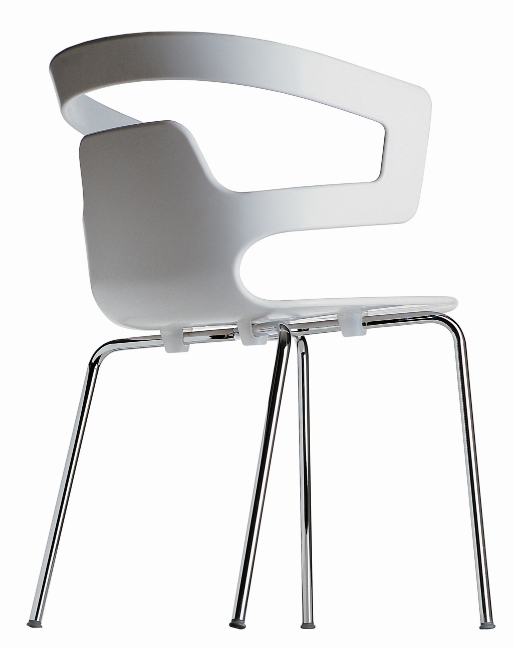 Weißer Segesta Chair 500 Stuhl Alias mit verchromtem Stahlgestell, Ansicht von hinten, moderner Bürostuhl.