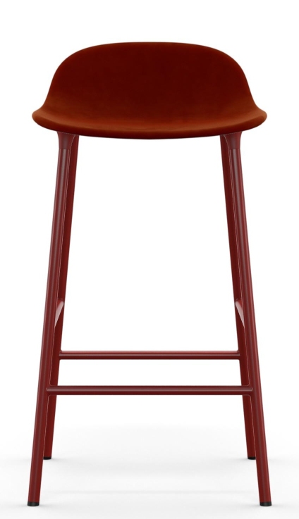 Normann Copenhagen Form Barhocker, H 65 cm, Stahl, gepolstert, in Bordeauxrot, modernes Design für Küche und Bar.