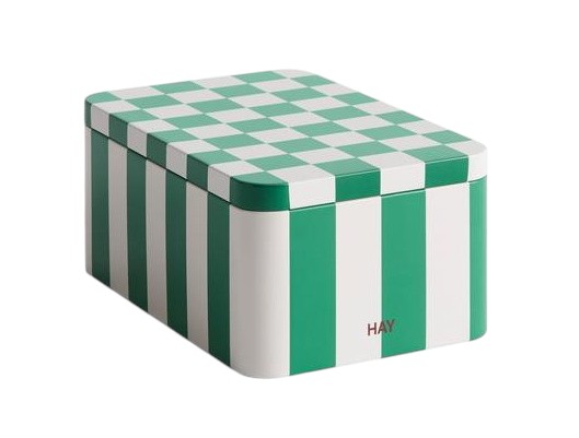 Tin Container Small Green and off-white Opbergdoos Hay
