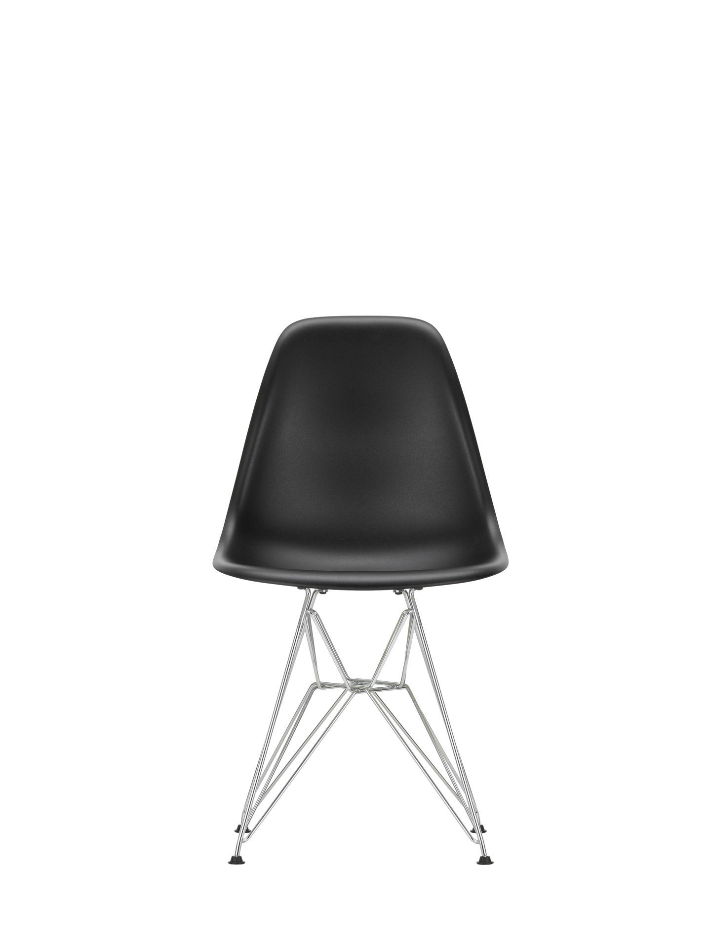 Eames Side Chair DSR Vitra, schwarze Sitzschale, Eisgraues Gestell, moderner Design Stuhl für Esszimmer.