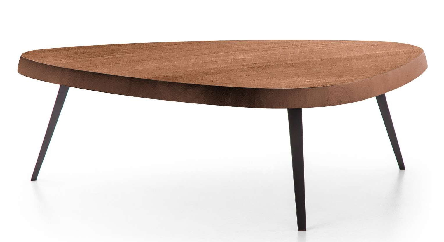 Cassina Couchtisch 527 Mexique aus Holz mit drei schwarzen Beinen, modernes Design für Wohnzimmer.
