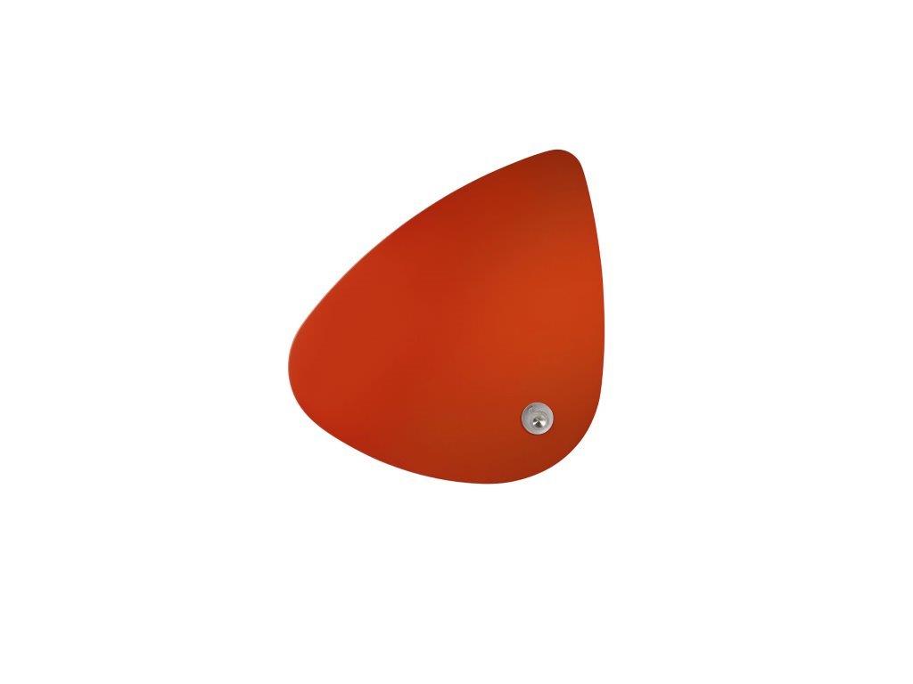 Detailansicht: Orangefarbene Tischplatte des K22L Mobile Tisch von Tecta, modernes Möbeldesign.