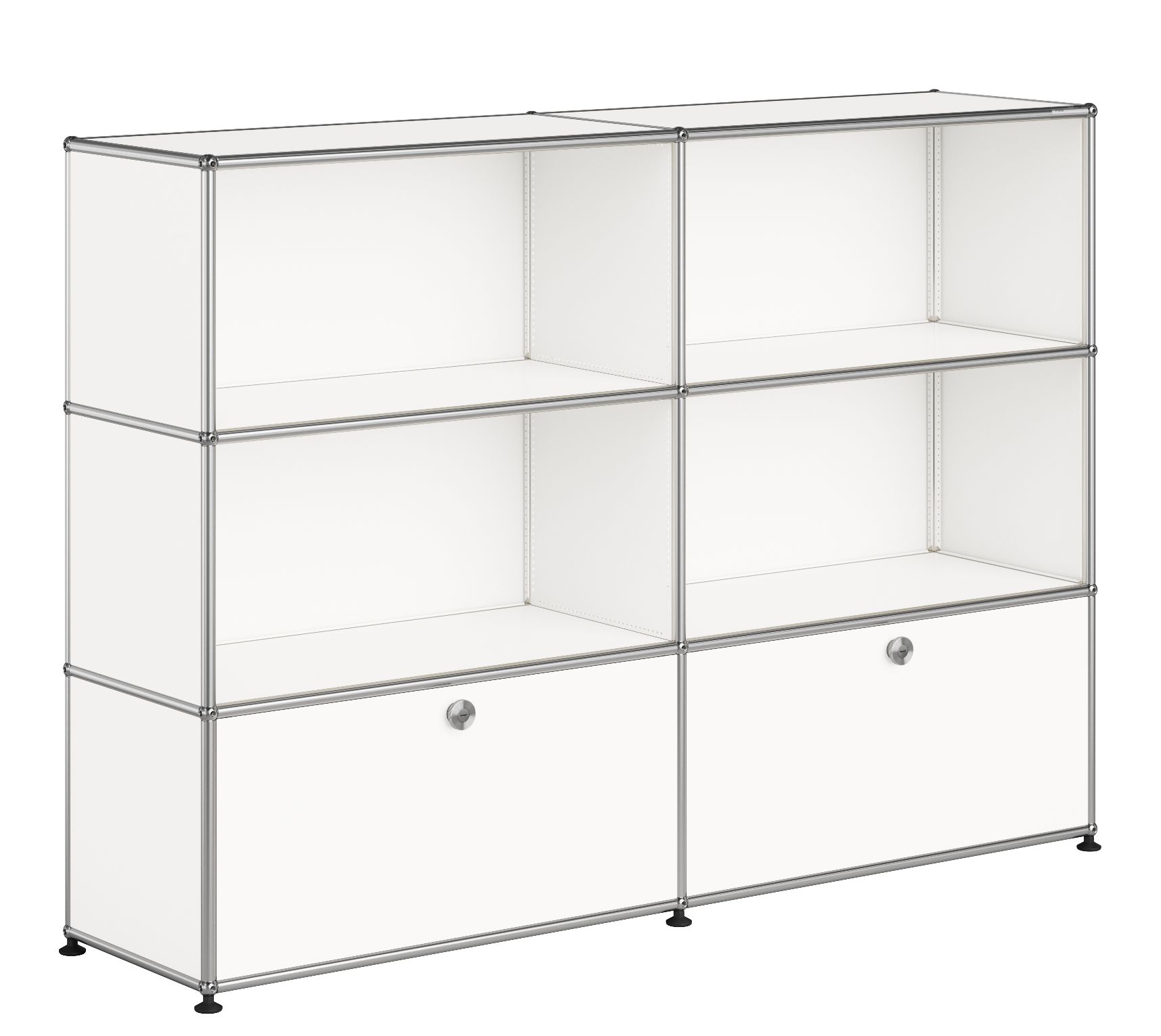 USM Haller dressoir M 65 4 open vakken / 2 kleppen Zuiver wit