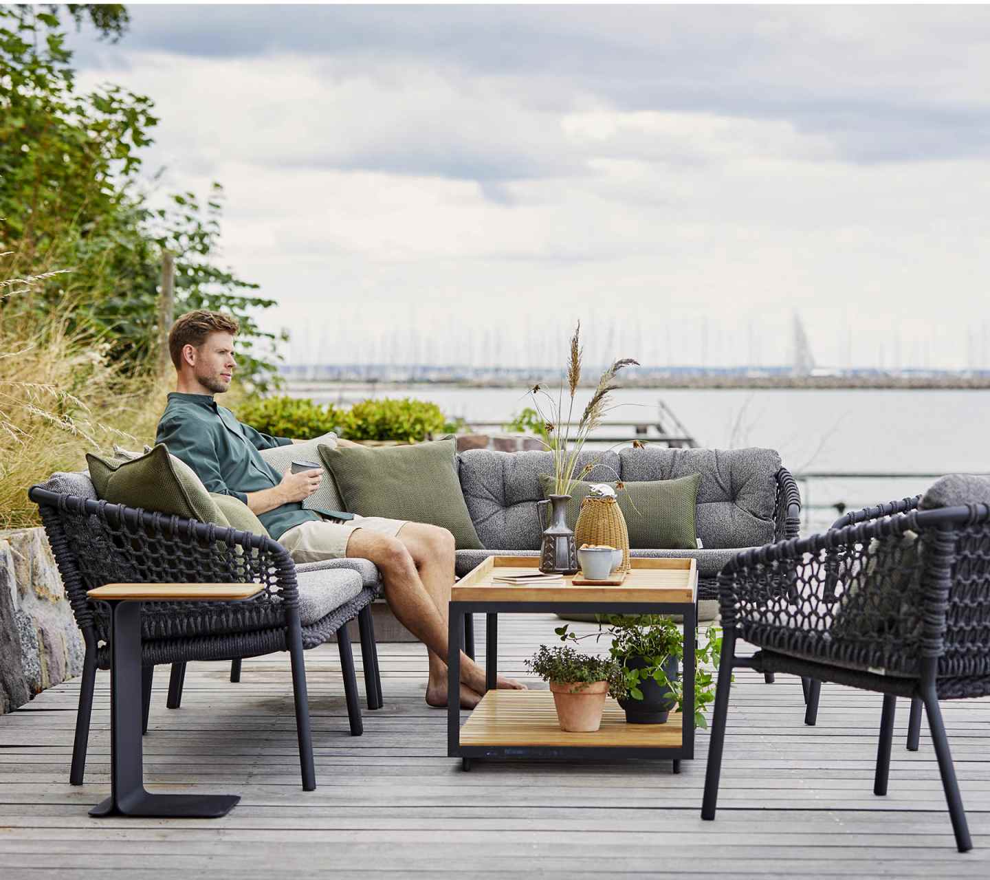 Ocean 2-zits bankmodule rechts, buitenbank van Cane-Line