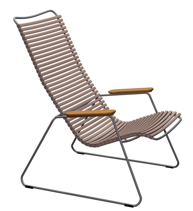 Click Lounge Chair Sessel Outdoor Houe in Dunkelgrau, moderner Gartenstuhl mit Armlehnen und Stahlgestell.