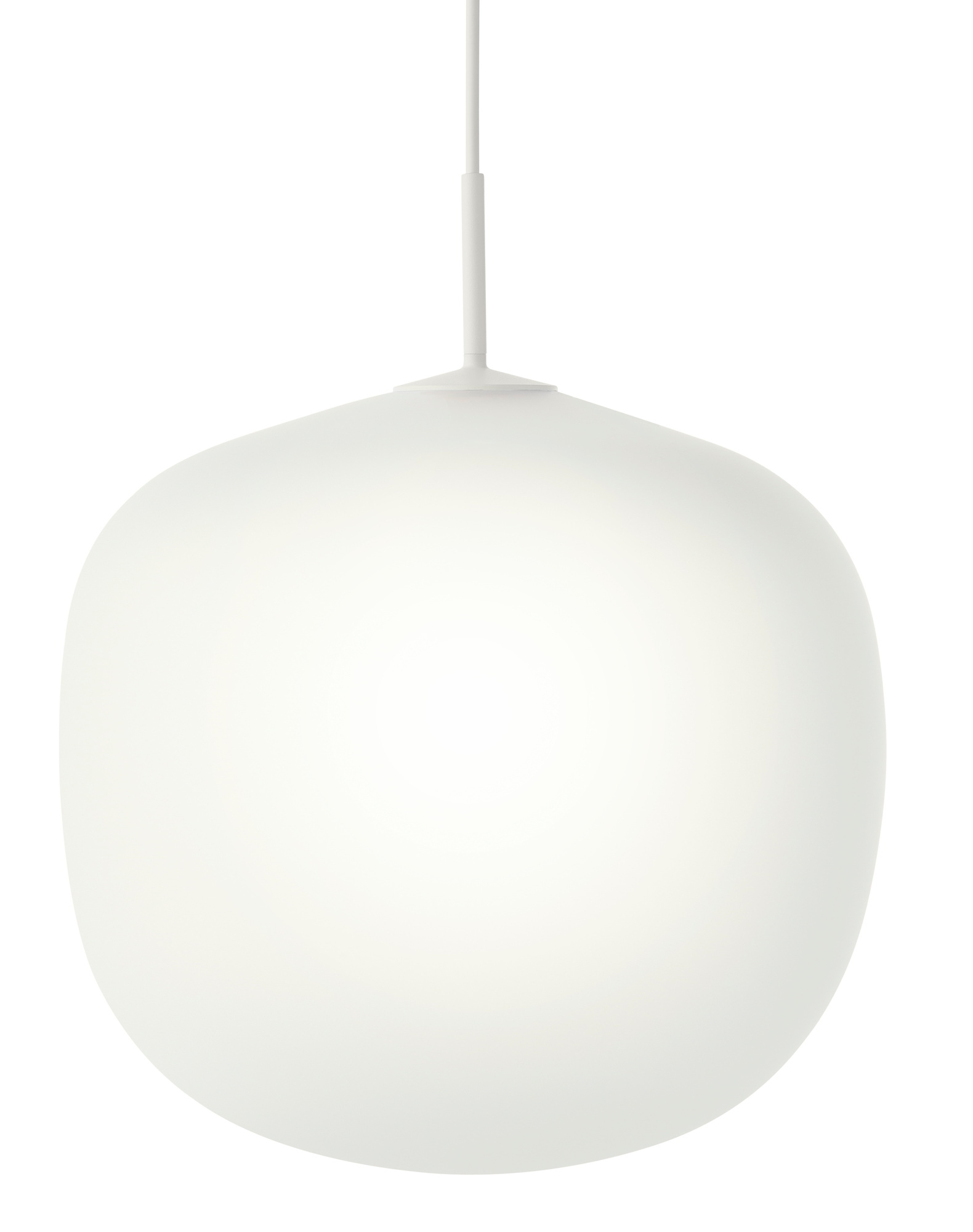 Nahaufnahme der modernen Rime Pendelleuchte von Muuto in Grau, minimalistisches Design für stilvolle Innenräume.