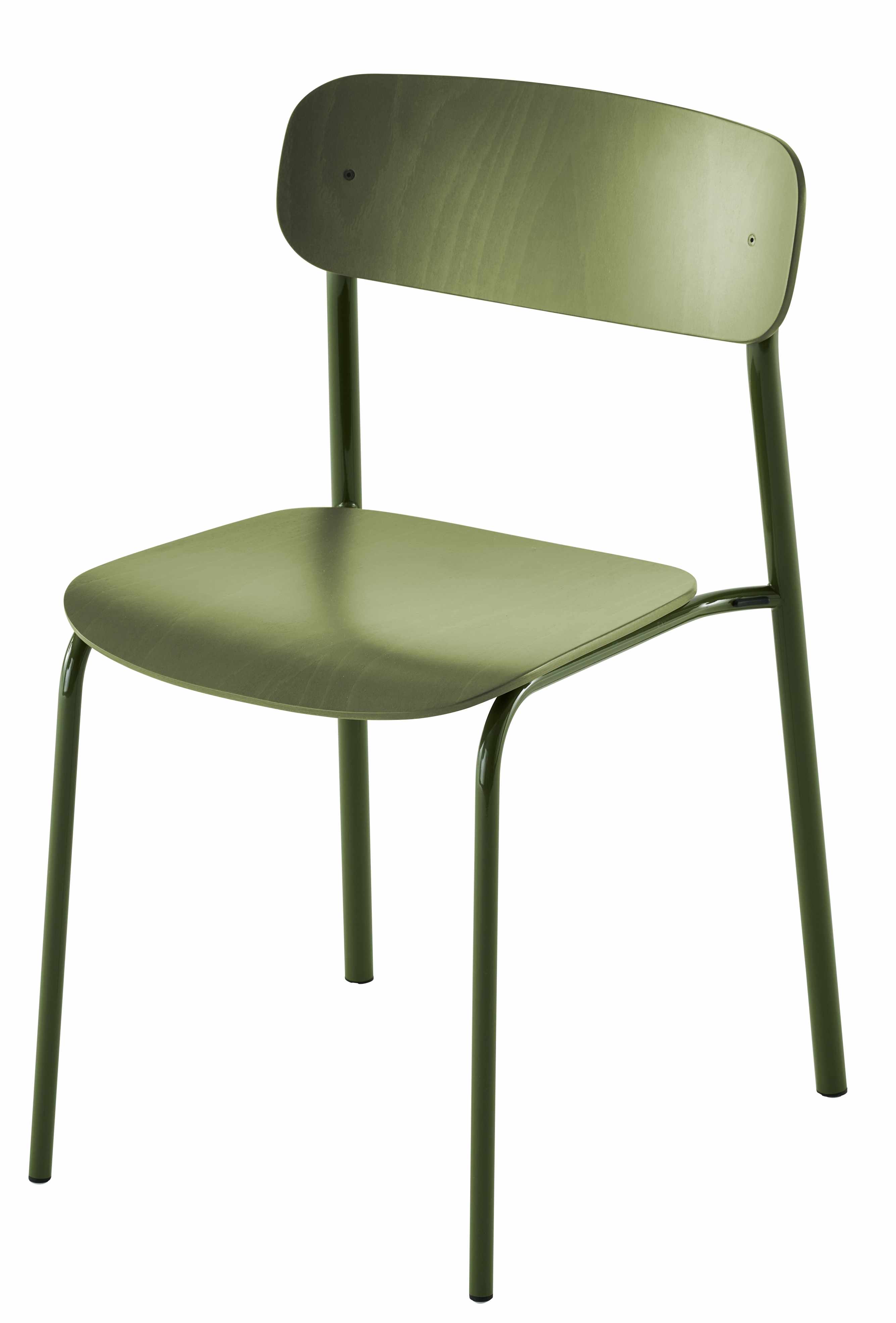 S 243 Thonet Stahlrohrstuhl in Olivgrün, ein zeitloser Designklassiker für Esszimmer und Wohnbereich.
