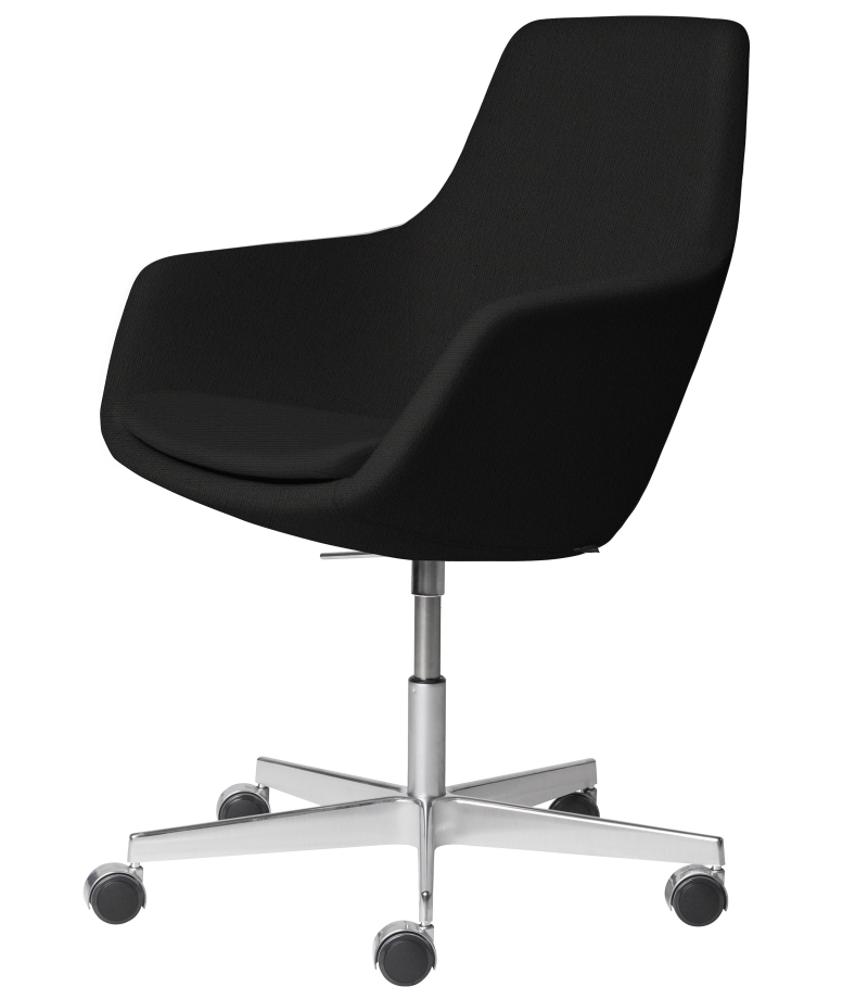 Schwarzer Little Giraffe Drehstuhl von Fritz Hansen mit abnehmbarem Bezug und Rollenfuß.