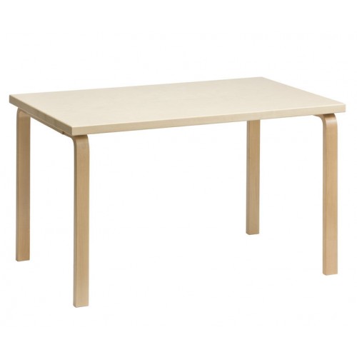 Heller Artek Tisch 81B aus Holz mit rechteckiger Tischplatte und gebogenen Beinen.