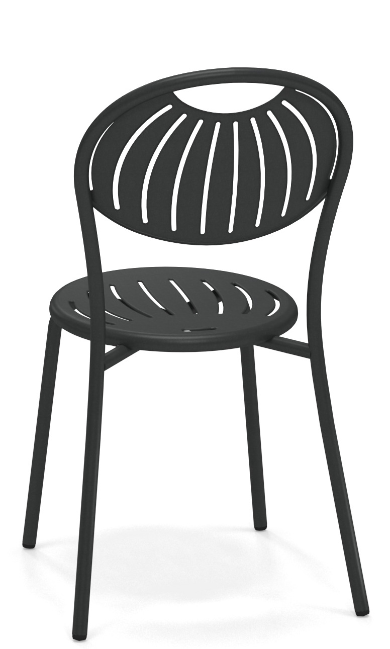 Schwarzer Coupole Stuhl von Emu für den Außenbereich, moderner Gartenstuhl mit filigranem Design und Stahlgestell.