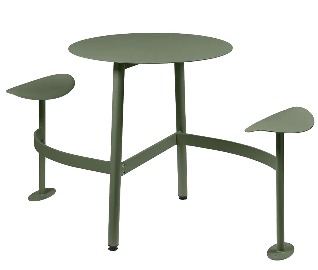 Fermob Bolder Gartentisch für zwei Personen in Moosgrün, ideal für kleine Balkone und Terrassen.