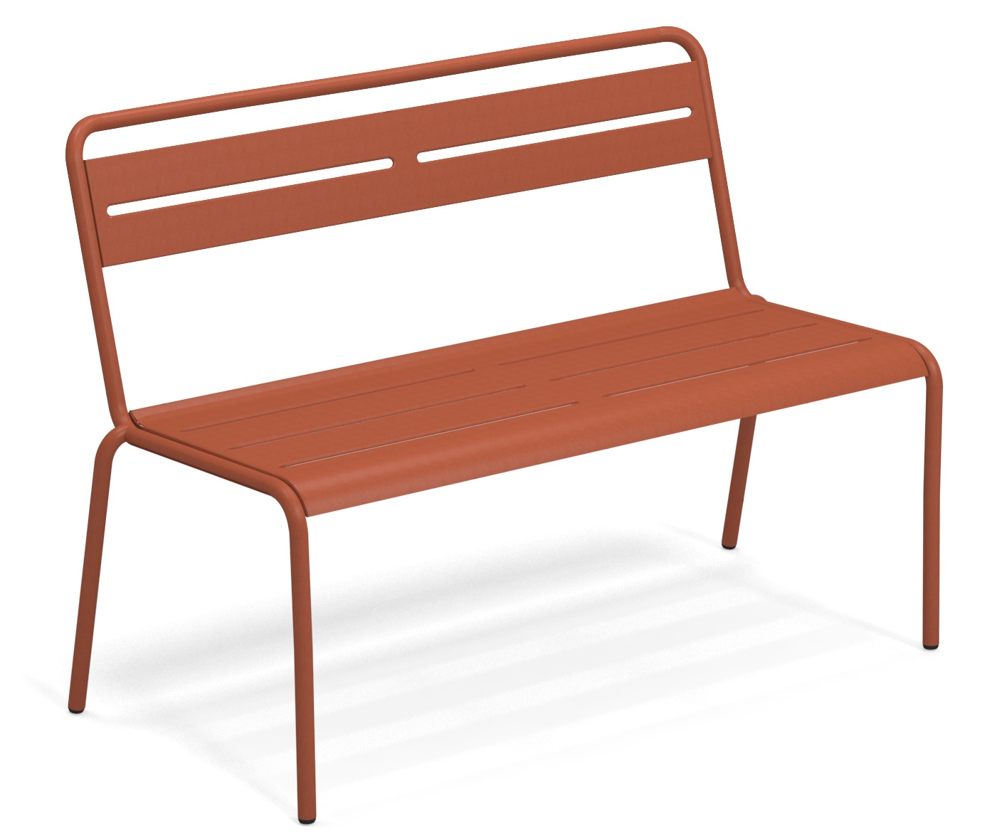 Emu Star Bench Gartenbank in Terrakotta, moderne Outdoor Sitzbank aus Metall für Garten und Terrasse.