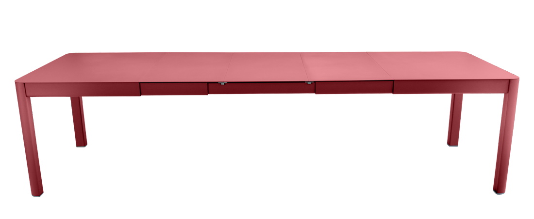 Roter Fermob Ribambelle Gartentisch ausziehbar, ideal für den Außenbereich und stilvolle Terrassenmöbel.