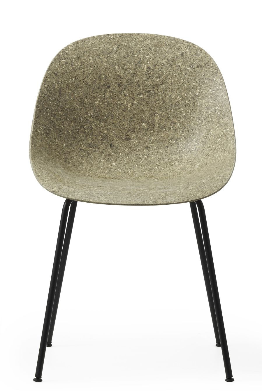 Normann Copenhagen Mat Chair Steel Stuhl mit Sitzschale in Korkoptik und schwarzem Stahlgestell.