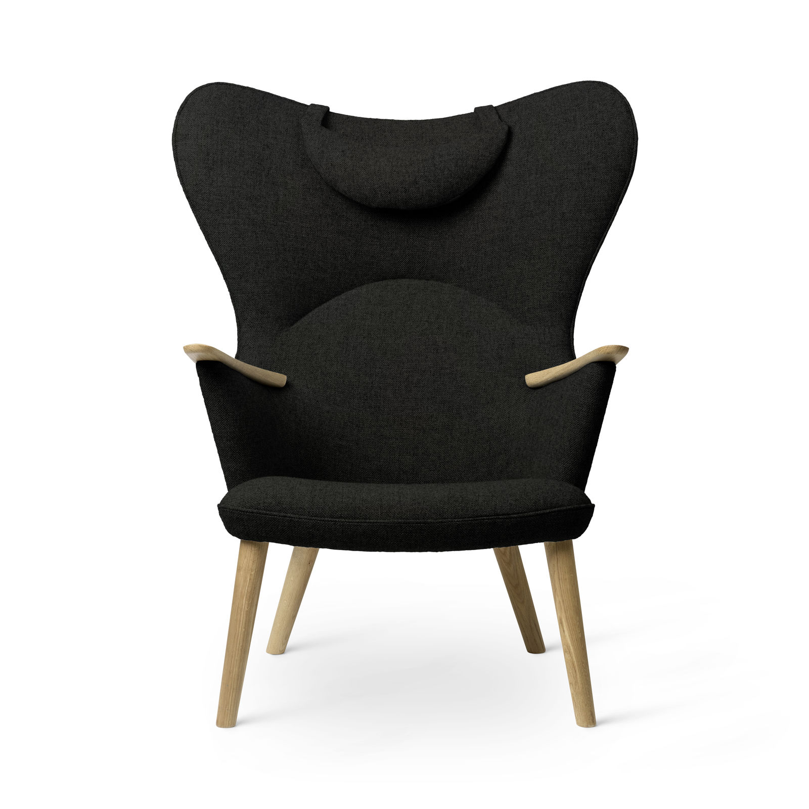 Schwarzer CH78 Mama Bear Sessel von Carl Hansen & Søn mit hellen Holzbeinen. Lounge Sessel.
