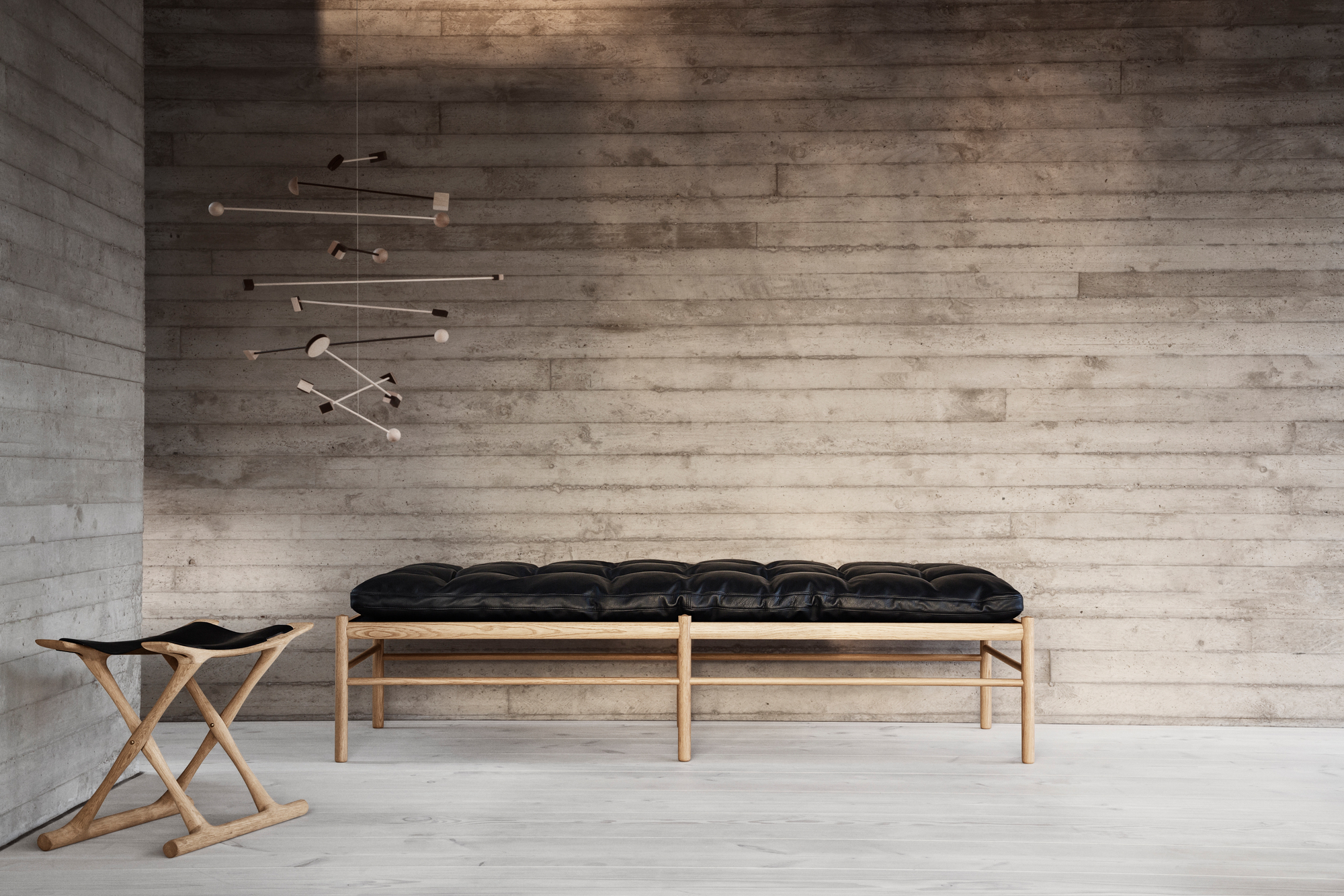 OW150 Daybed Liege von Carl Hansen & Søn mit braunem Leder Sif 95 Polster.