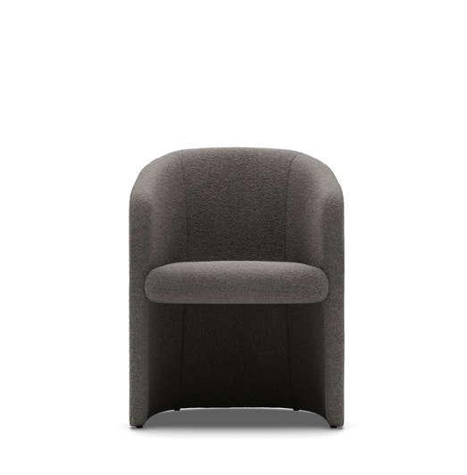 Covent Club Sessel von New Works, ein moderner, grauer Loungesessel mit Bouclé-Bezug.