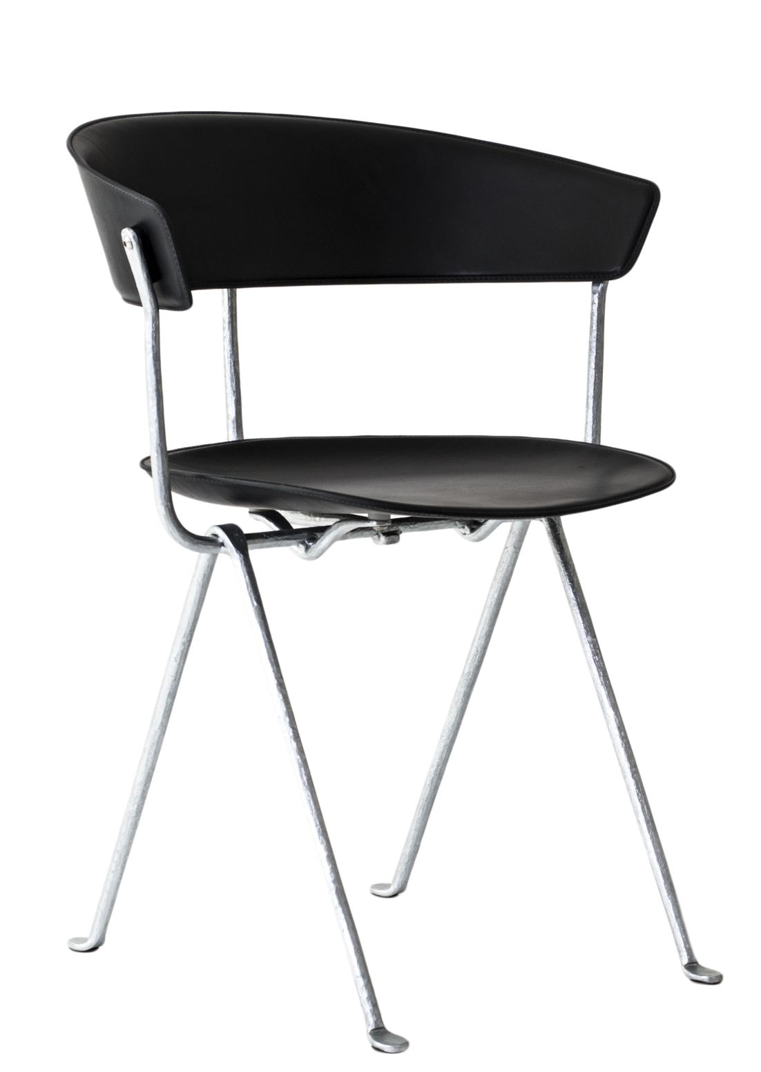 Schwarzer Officina Stuhl von Magis mit verchromtem Stahlgestell und minimalistischem Design für Esszimmer und Büro.