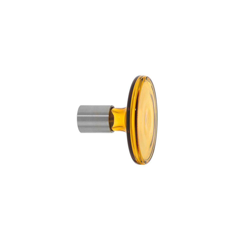 Schönbuch Bulb Garderobenhaken, Durchmesser 9 cm, in Bernstein. Moderner Wandhaken aus Glas und Metall.