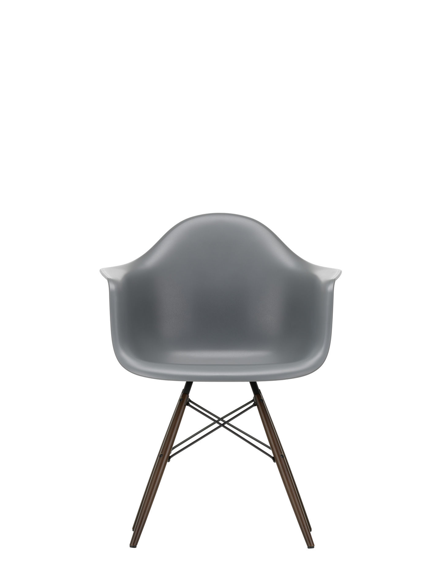 Eames Plastic Arm Chair DAW Stuhl in Gelblich / Cotton white mit Ahorn-Gestell.