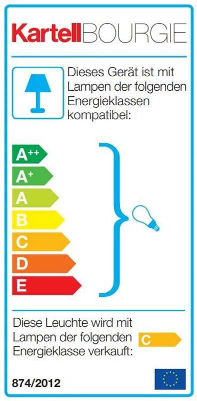 Kartell Bourgie Tischleuchte in Gold: Detailaufnahme der eleganten Lampe mit ihrem charakteristischen Design.