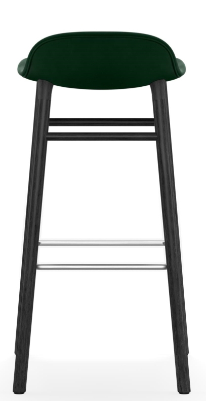 Form Barstool Barhocker von Normann Copenhagen, H 75 cm, mit grüner Polsterung und Holzgestell.