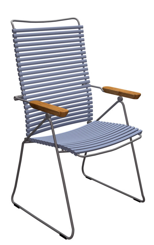 Houe Click Position Chair Outdoor Sessel in Grau mit Armlehnen aus Bambusholz.