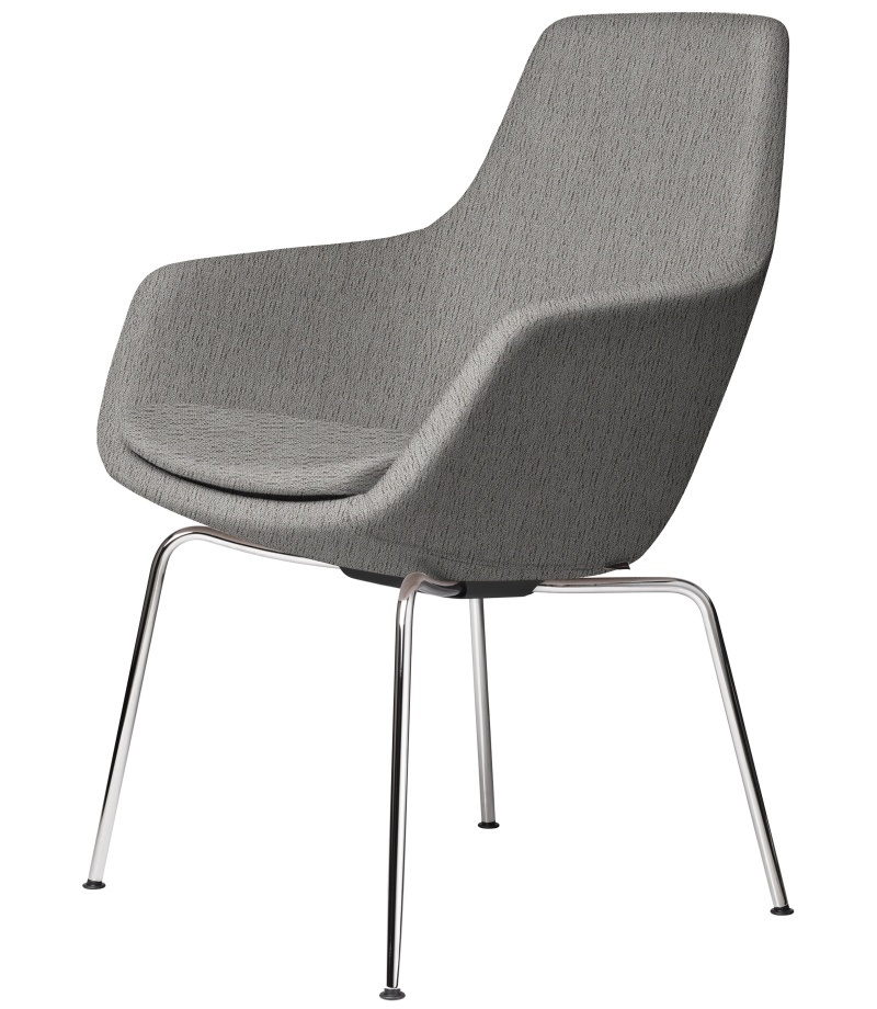 Grauer Little Giraffe Stuhl von Fritz Hansen mit abnehmbarem Bezug und Chromgestell. Designstuhl für Wohnzimmer.