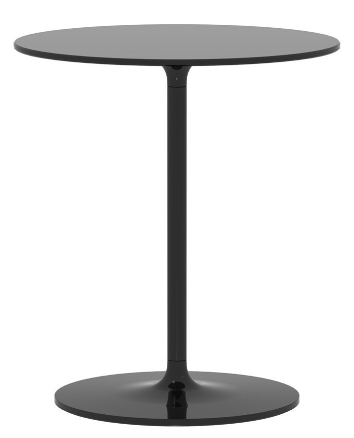 Schwarzer Poppy Beistelltisch von Rexite, runder Tisch mit zentralem Fuß, modernes Design für Wohnzimmer.