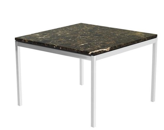Florence Couchtisch von Knoll International mit quadratischer Marmorplatte und weißem Stahlgestell.