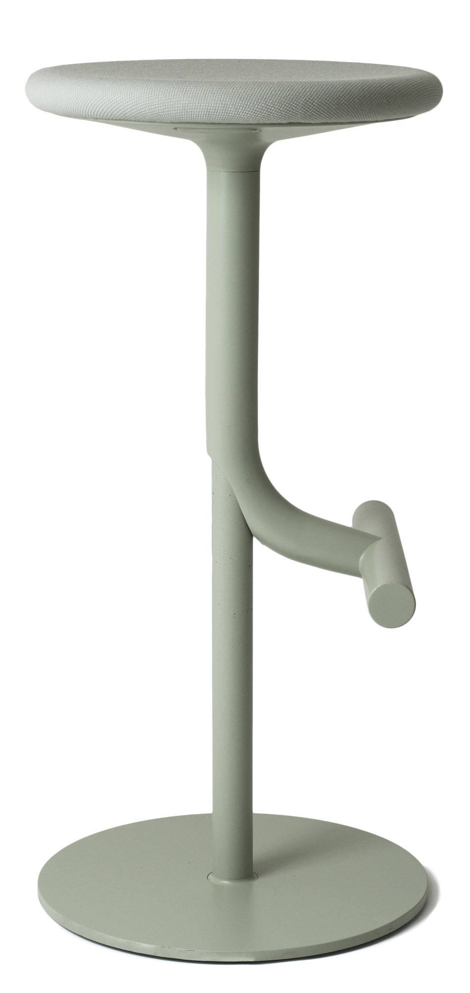 Tibu Stool Hocker von Magis, moderner Barhocker in Salbeigrün mit Fußstütze und rundem Sitz.